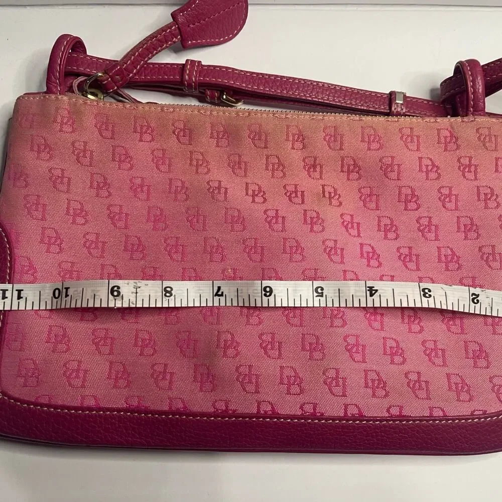 Dooney & Bourke Pink DB Monogram Canvas Leather Shoulder Bag Purse